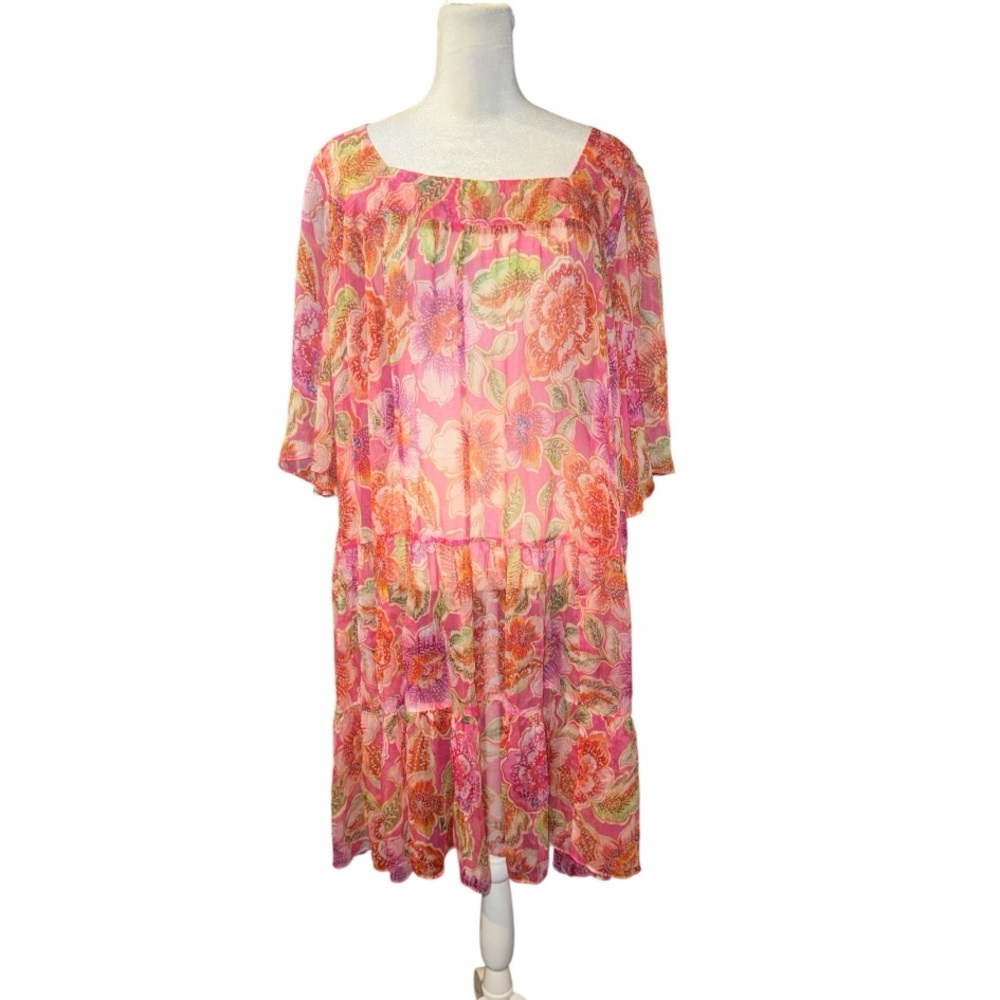 "Jade" Mari Tiered Silk Mini Dress Sz XL - NWOT - Picture 4 of 10